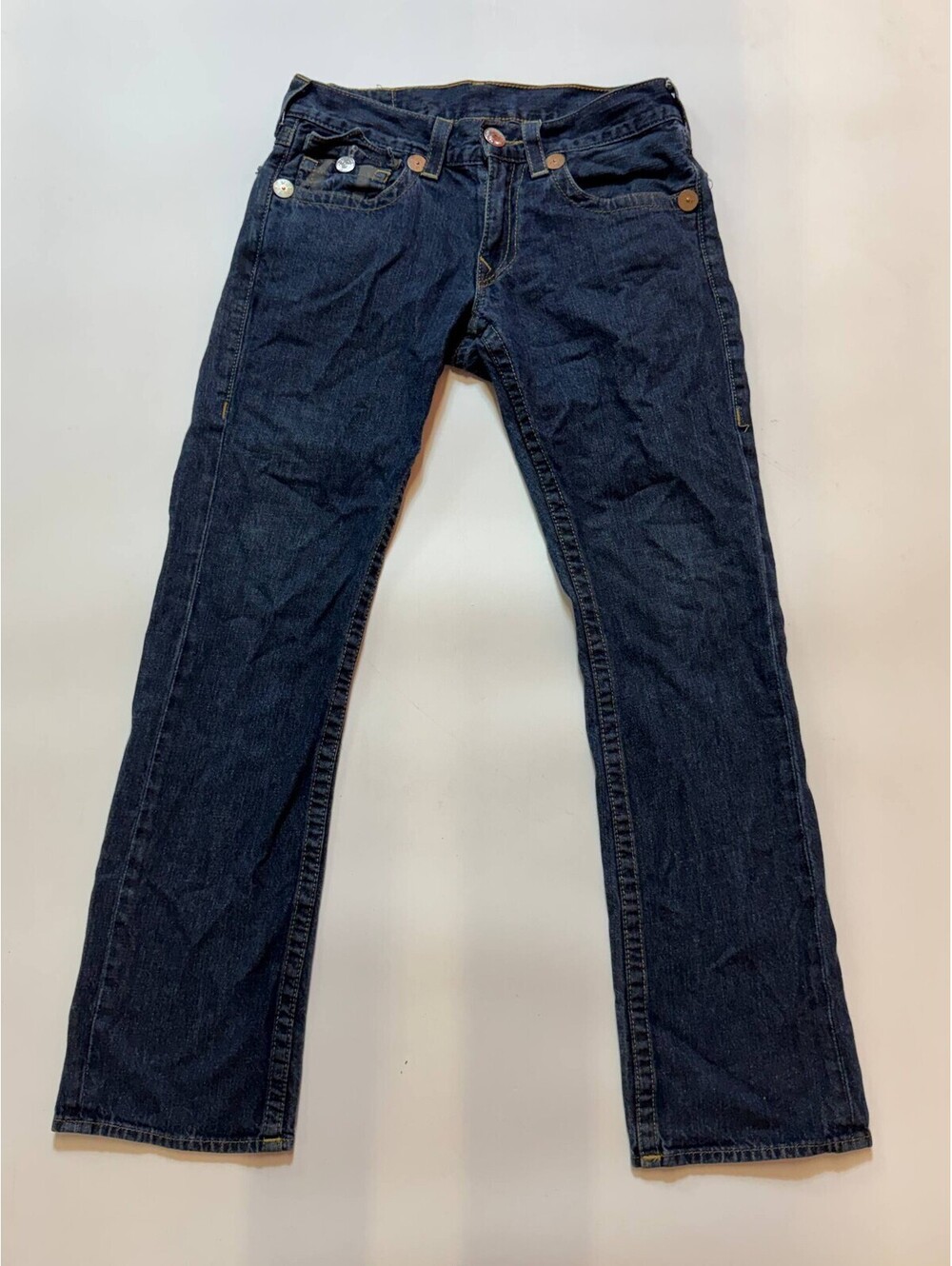 True Religion Men’s Jeans Size 32 Dark Wash Flap Pocket Horseshoe Made in USA